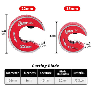 Sharp-Tec 15mm, 22mm, 28mm Pipe Cutters & 15+22mm Pipe Cutter Set for Precision Plumbing Work