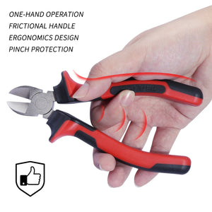 Sharp-Tec Diagonal Side Cutting Pliers, Forged Steel, Nickel Finish, Anti-Slip Handle, 6-Inch, Durable Wire Cutter for Electrical & Metal Work