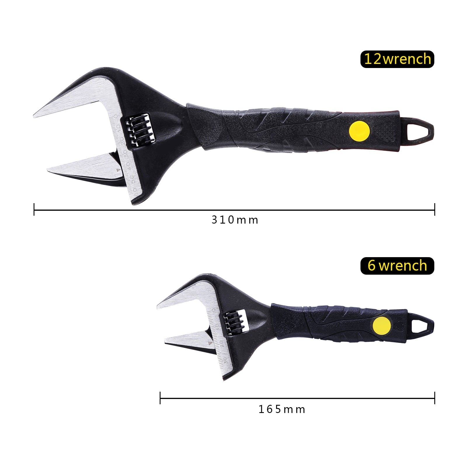 Sharp-tec Adjustable Wrench, Chrome Vanadium Steel, Anti-Rust, Ergonomic Handle, 6-12 Inch, Wide Jaw Capacity, Precision Scale