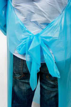 10 Disposable Plastic Gowns Waterproof Polyethylene Isolation Blue Gown Pack Anti-Static Dustproof