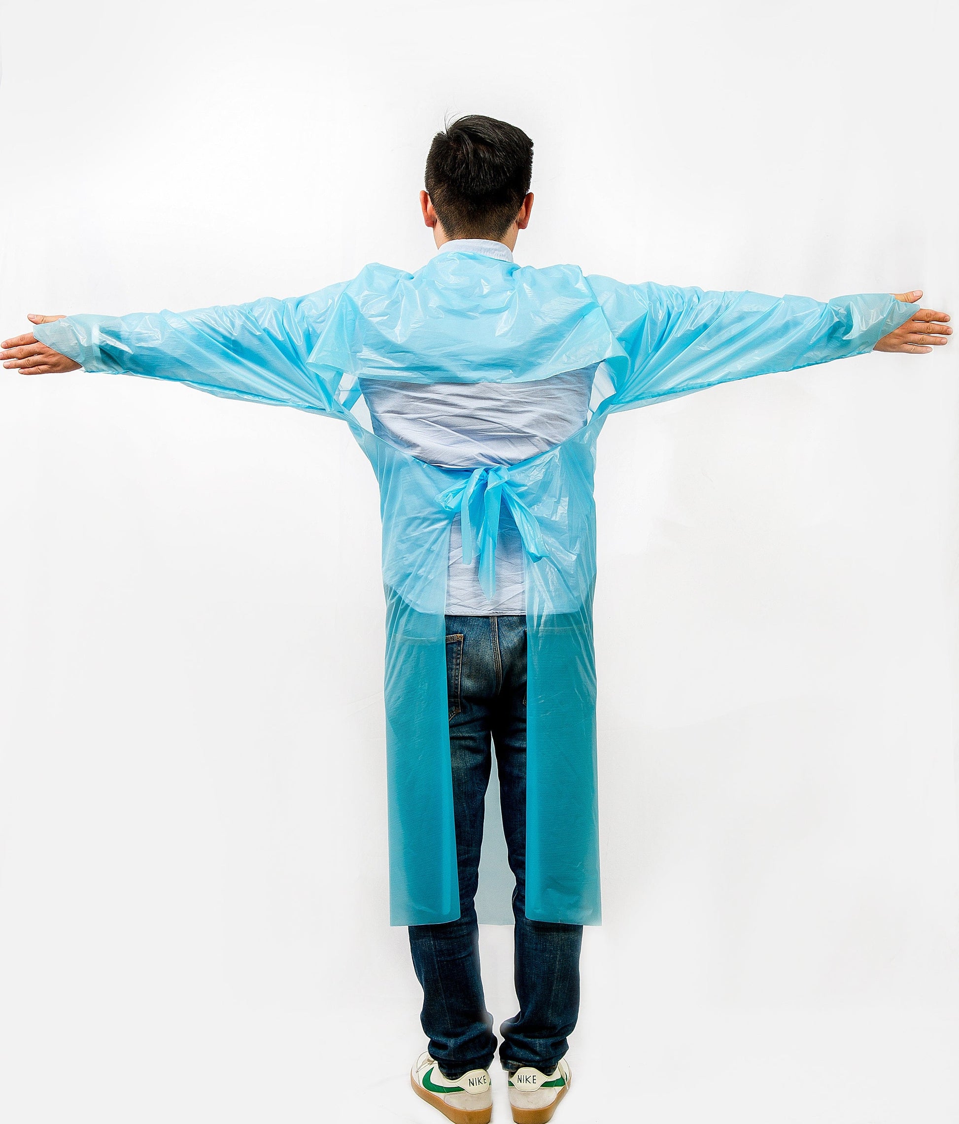 10 Disposable Plastic Gowns Waterproof Polyethylene Isolation Blue Gown Pack Anti-Static Dustproof  html Copy Edit