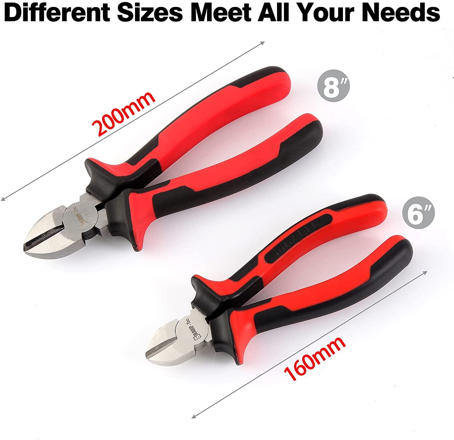 Sharp-Tec Diagonal Side Cutting Pliers, Forged Steel, Nickel Finish, Anti-Slip Handle, 6-Inch, Durable Wire Cutter for Electrical & Metal Work