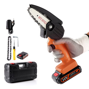 Sharp-Tec Mini Cordless Handheld 21V Chainsaw, Lightweight, One-Hand Use, High Efficiency, Accessories Included