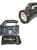 Flashlight tool kit, push button, allen key, screwdrivers, knife, tapemeasure inside