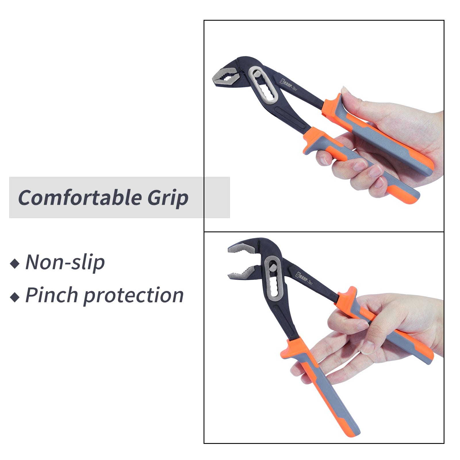 Sharp-Tec Adjustable Water Pump Pliers, Alloy Steel, Anti-Slip Vinyl, 60-90mm Jaw Capacity, Ergonomic Handle, Rust-Proof, Plumbing & Electrical Use