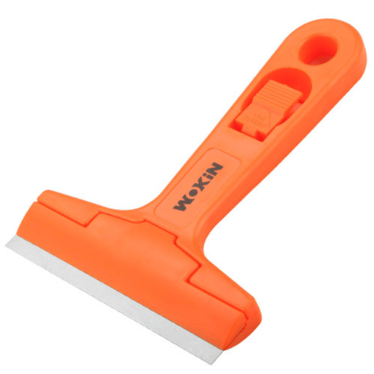 Window and Wall Scraper with 2 Spare Blades, ABS Case, Plastic Handle, Metal Blade, Easy Blade Release, and Hanging Hook
