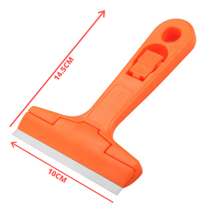 Window and Wall Scraper with 2 Spare Blades, ABS Case, Plastic Handle, Metal Blade, Easy Blade Release, and Hanging Hook