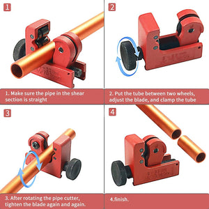 3-22mm Metal Pipe Cutter, Alloy Steel Cutting Wheel, Hand-Driven, for Copper, Brass, Aluminum, Stainless Steel, Compact & Durable