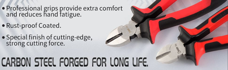 Sharp-Tec Diagonal Side Cutting Pliers, Forged Steel, Nickel Finish, Anti-Slip Handle, 6-Inch, Durable Wire Cutter for Electrical & Metal Work