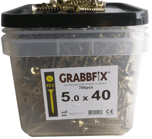 Grabbfix Accelerator Wood Screws, Various Sizes, Packaged in Hard Plastic Tub with Carry Handle