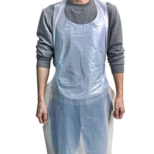 100 Disposable Plastic Aprons Clear Polyethylene Waterproof Food Industry Protective Gowns 16 Microns