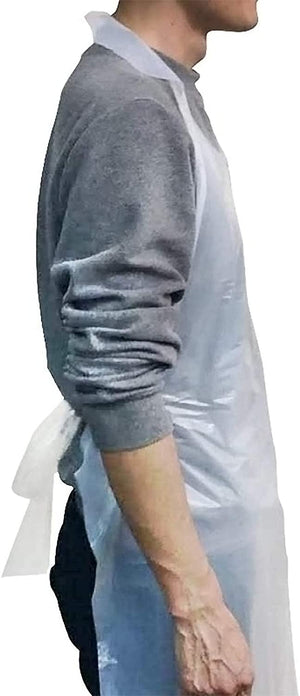 100 Disposable Plastic Aprons Clear Polyethylene Waterproof Food Industry Protective Gowns 16 Microns