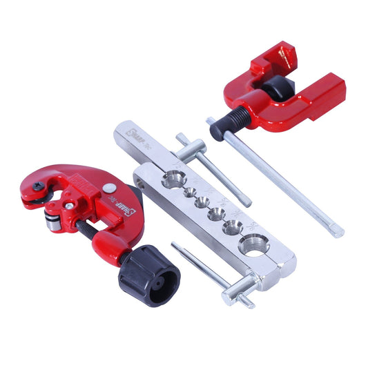 Sharp-Tec Professional Flaring Tool Set, 6-15mm Tubing Sizes, Copper, Aluminum, Magnesium, Soft Steel, Pipe Fittings, Heat-Treated Steel, Durable