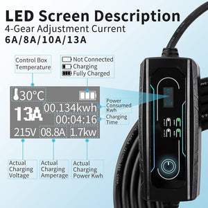 Sharp-Tec 5M / 10M Portable EV Charging Cable, Type 2 Plug, 240V, Waterproof, UK Plug, 4-Speed Current Adjustment