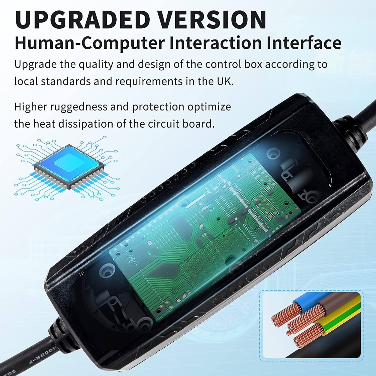 Sharp-Tec 5M / 10M Portable EV Charging Cable, Type 2 Plug, 240V, Waterproof, UK Plug, 4-Speed Current Adjustment