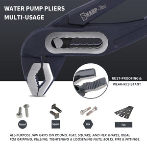 Sharp-Tec Adjustable Water Pump Pliers, Alloy Steel, Anti-Slip Vinyl, 60-90mm Jaw Capacity, Ergonomic Handle, Rust-Proof, Plumbing & Electrical Use