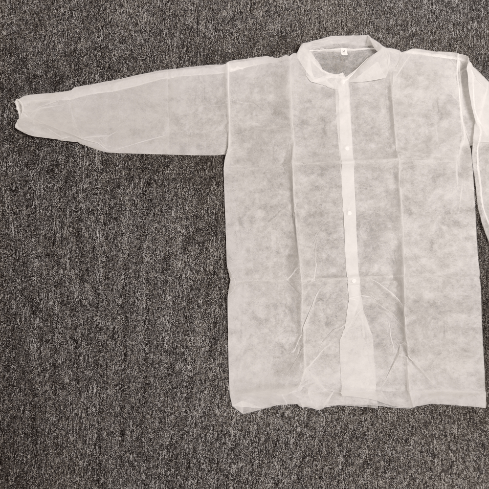 Disposable Lab Coats, Pack of 10, Medium and Large, Long Sleeves, Elasticated Cuffs, Popper Buttons, for Work, Food Service, and Construction
