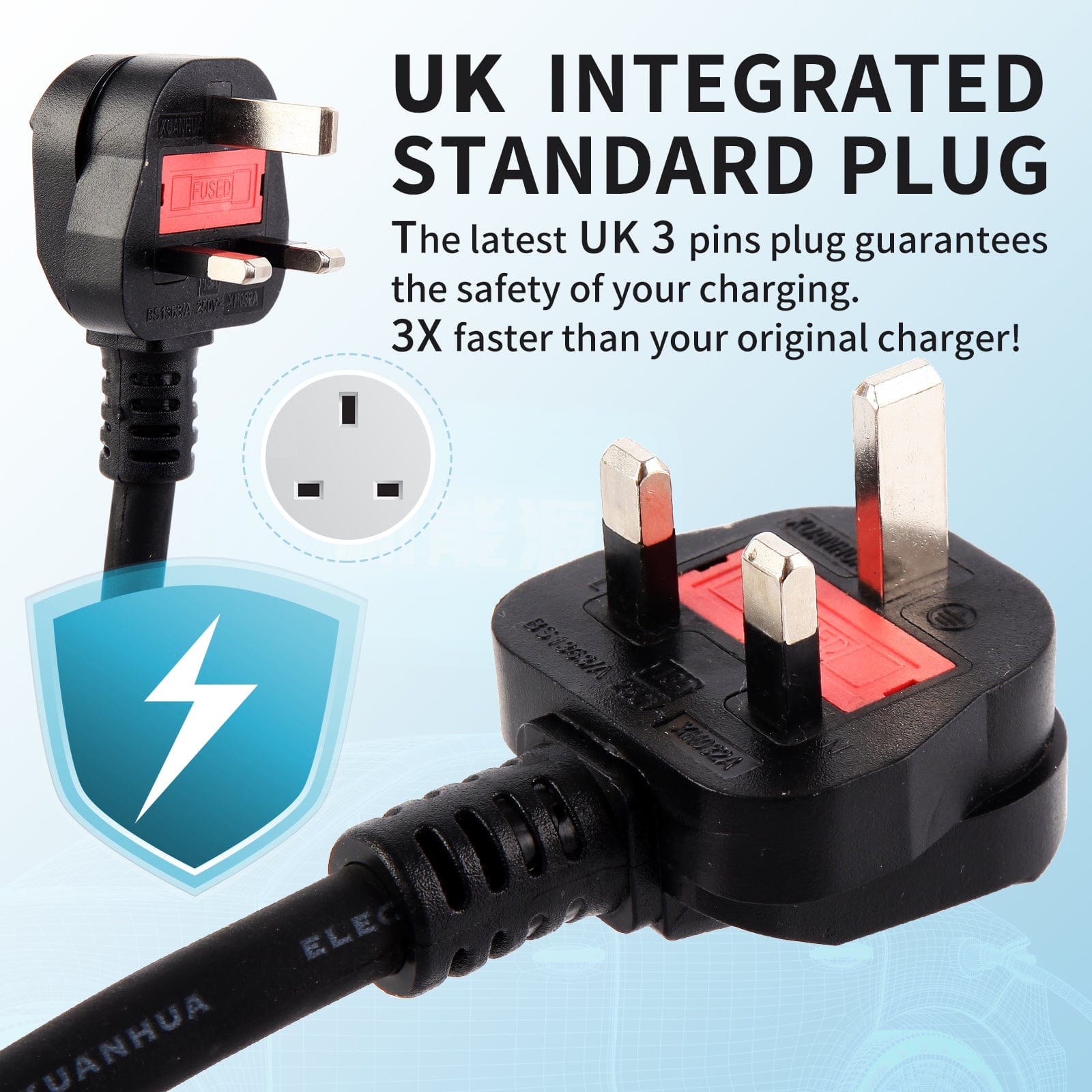Sharp-Tec 5M / 10M Portable EV Charging Cable, Type 2 Plug, 240V, Waterproof, UK Plug, 4-Speed Current Adjustment