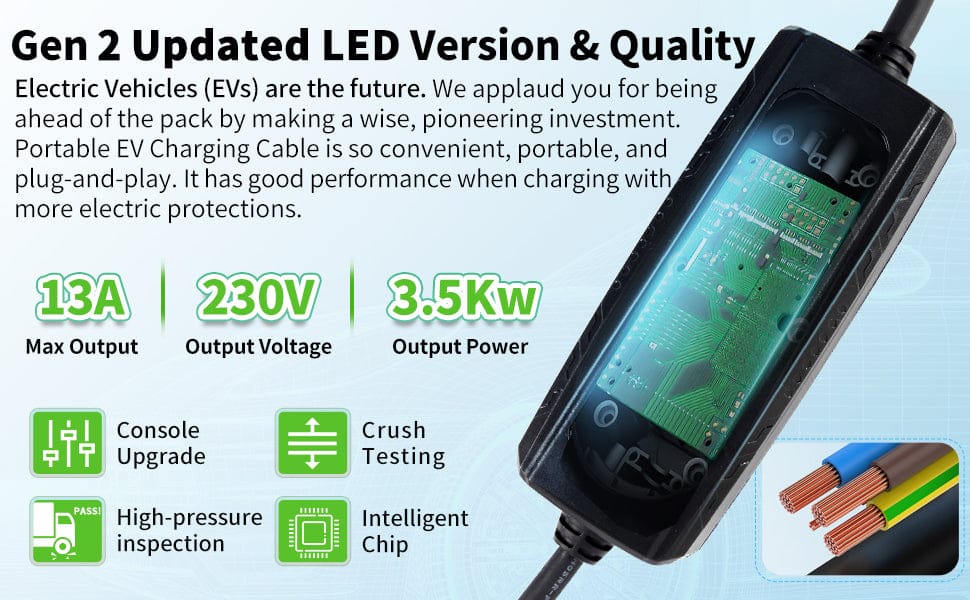 Sharp-Tec 5M / 10M Portable Vehicle Charging Cable EV Type 2 Plug-in Electric UK