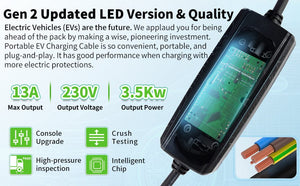 Sharp-Tec 5M / 10M Portable EV Charging Cable, Type 2 Plug, 240V, Waterproof, UK Plug, 4-Speed Current Adjustment