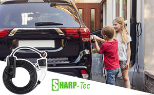 Sharp-Tec 5M / 10M Portable EV Charging Cable, Type 2 Plug, 240V, Waterproof, UK Plug, 4-Speed Current Adjustment
